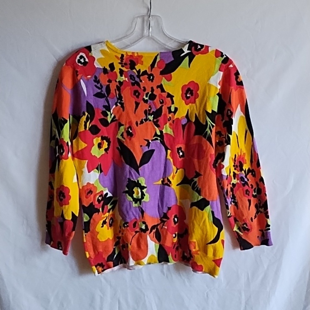 Spense multicolored floral button front sweater size M - Picture 5 of 5